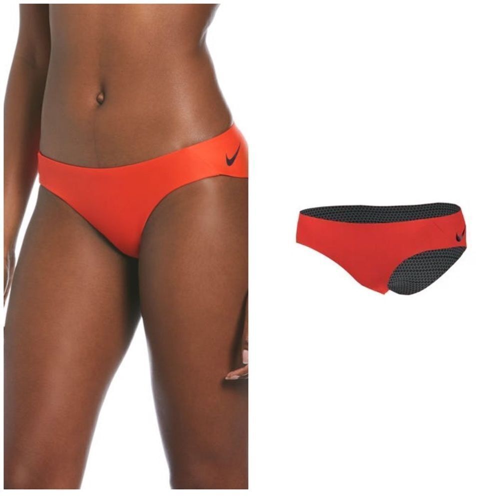 Nike Hydralock Fusion Reversible Bikini Bottom in  Habaneror Orange / Grey Sz L